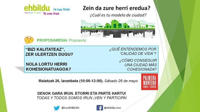 Bizi kalitatearen baitan, parte hartze saioa burutuko du irungo eh bilduk