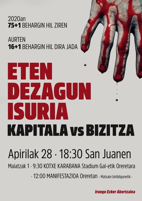 Laneko istripuen isuria eten dezaten aldarrikatzeko kontzetrazioa deitu dute San Juan plazan 