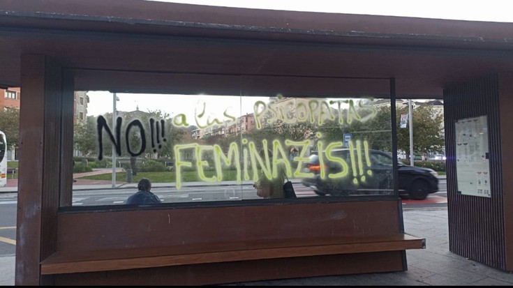 Feminismoaren kontrako pintaketak Irun erdiguneko bazter guztietan