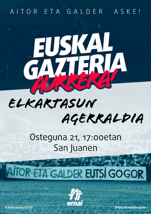 Galder Barbado eta Aitor Zelaia gazteekin elkartasunez elgarretaratzea 