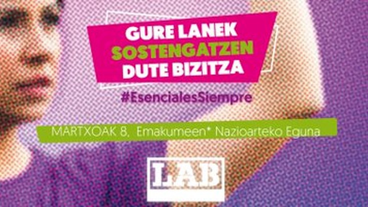 Zaintza lanak aitortzeko enegarren aldiz grebara eta kaleak hartzera deitu du LAB sindikatuak