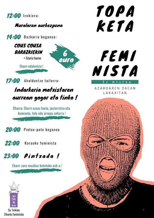 Topaketa feminista burutuko du Su Txikian elkarteak larunbatean