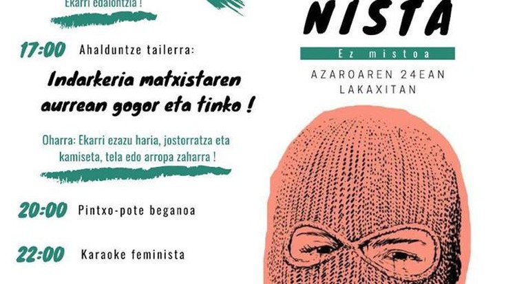 Topaketa feminista burutuko du Su Txikian elkarteak larunbatean