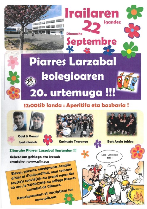 Piarres Larzabal Kolegioak 20 urte betetzen ditu