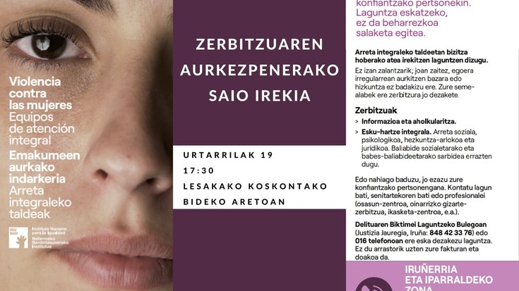 Genero indarkeriaren Biktimak Artatzeko Talde Integralaren aurkezpena eginen dute ortzegunean Lesakan