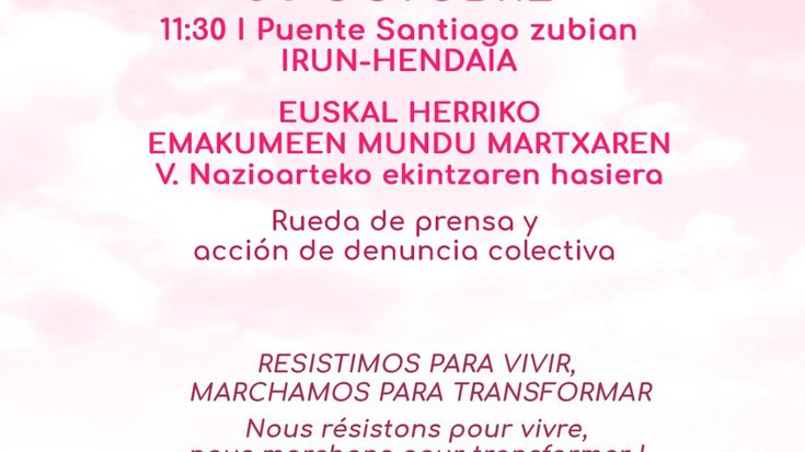 “Mugen, Transnazionalen eta Migrazio Politiken aurkako Emakume Martxa” hitzordua deitu du EHkoEmakumeon Mundu Martxak