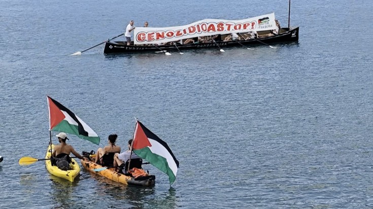 Palestinaren aldeko martxa elkartasun uholde bilakatu da 'Ibaitik Itsasora' bidean