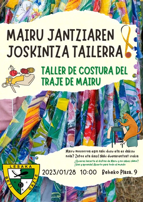 Mairu jantziaren joskintza tailerra eginen dute bihar Lesakan