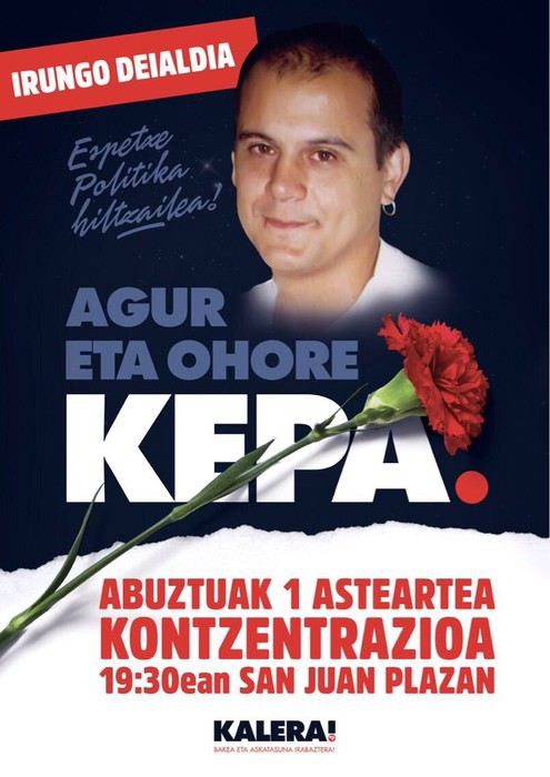 Elgarretaratzeak gauzatuko dira eskualdean Kepa del Hoyo euskal presoaren heriotza salatzeko
