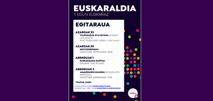 Malerrekako eta Bortzirietako Mintzadromoa eginen dute gaur Donezteben