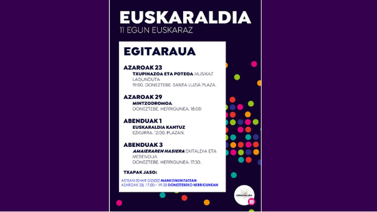 Malerrekako eta Bortzirietako Mintzadromoa eginen dute gaur Donezteben