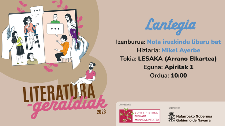 Literatura geraldiak ekimena larunbat honetan hasiko da Lesakan