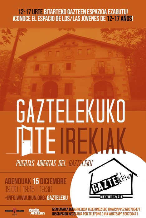 Irungo Martindozenea gaztelekuak gurasoei zuzendutako ate irekiak antolatu ditu