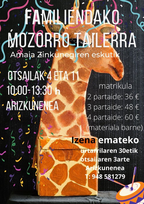 Mozorro eta antzerki tailerra izanen da Arizkunenean