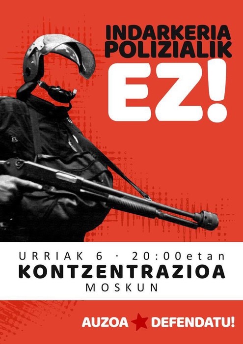 “Moskun indarkeria polizialik ez” lelopean elgarretaratzea egin dute 