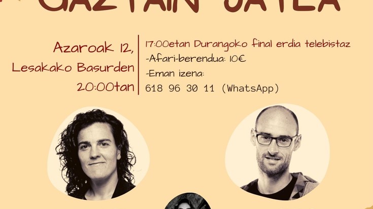 Gaztaina jatea eginen dute Lesakan Lujanbio eta Arzallusen bertso emanaldiaz lagunduta