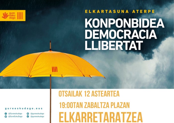 Kataluniako epaiketaren aurka elkarretaratze deitu dute Irunen