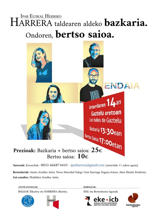 Harrera elkartearen aldeko bertso bazkaria Hendaian