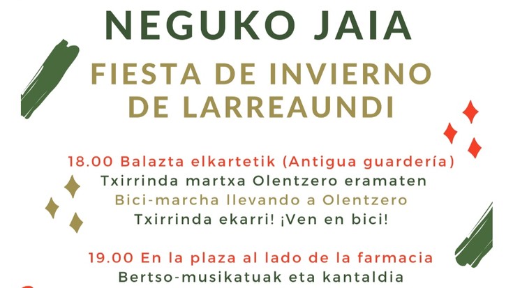 Olentzero Naporekin helduko da, baina Larreaundin txirrindaz iragarriko dute aurten bere etorrera 