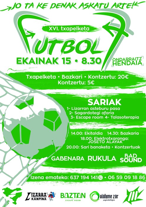 Preso eta iheslari politikoen sustenguz, Futbol7 Txapelketaren 16. ekitaldia ospatuko da ekainaren 15ean Hendaian