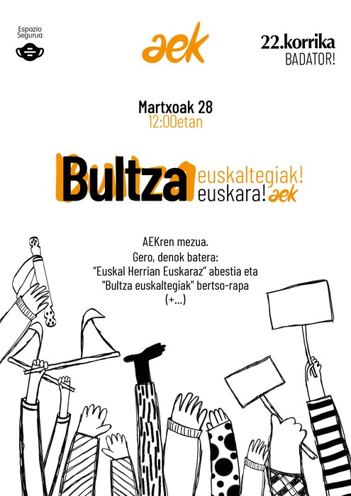 'Bultza euskaltegiak!' ekimenean parte hartzeko deia luzatu du Bidasoko AEKk