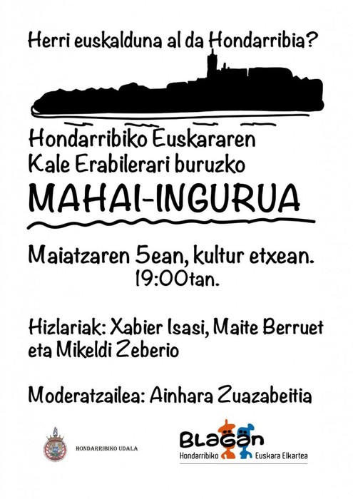 Euskararen kaleko erabilera kaxkarrari aterabideak bilatzeko mahai-ingurua antolatu du Hondarribiko Blagan euskara elkarteak